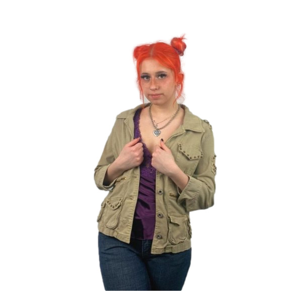 GUESS Peace Love Military Utility Jacket - Picture 1 of 9